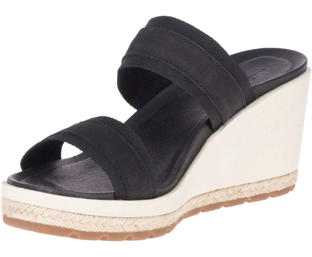 Merrell Sandals Black - Kaiteri Wedge Slide - Womens 74GASLHWX